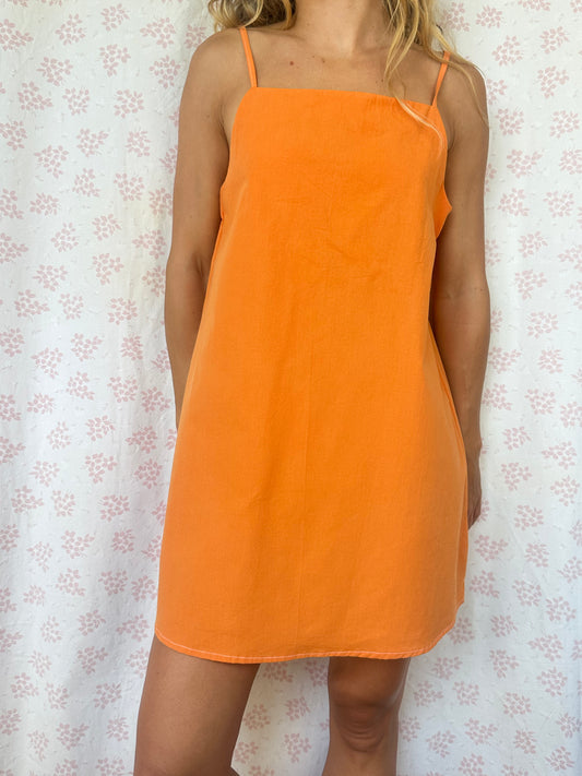 Robe Bretelle Uni Orange