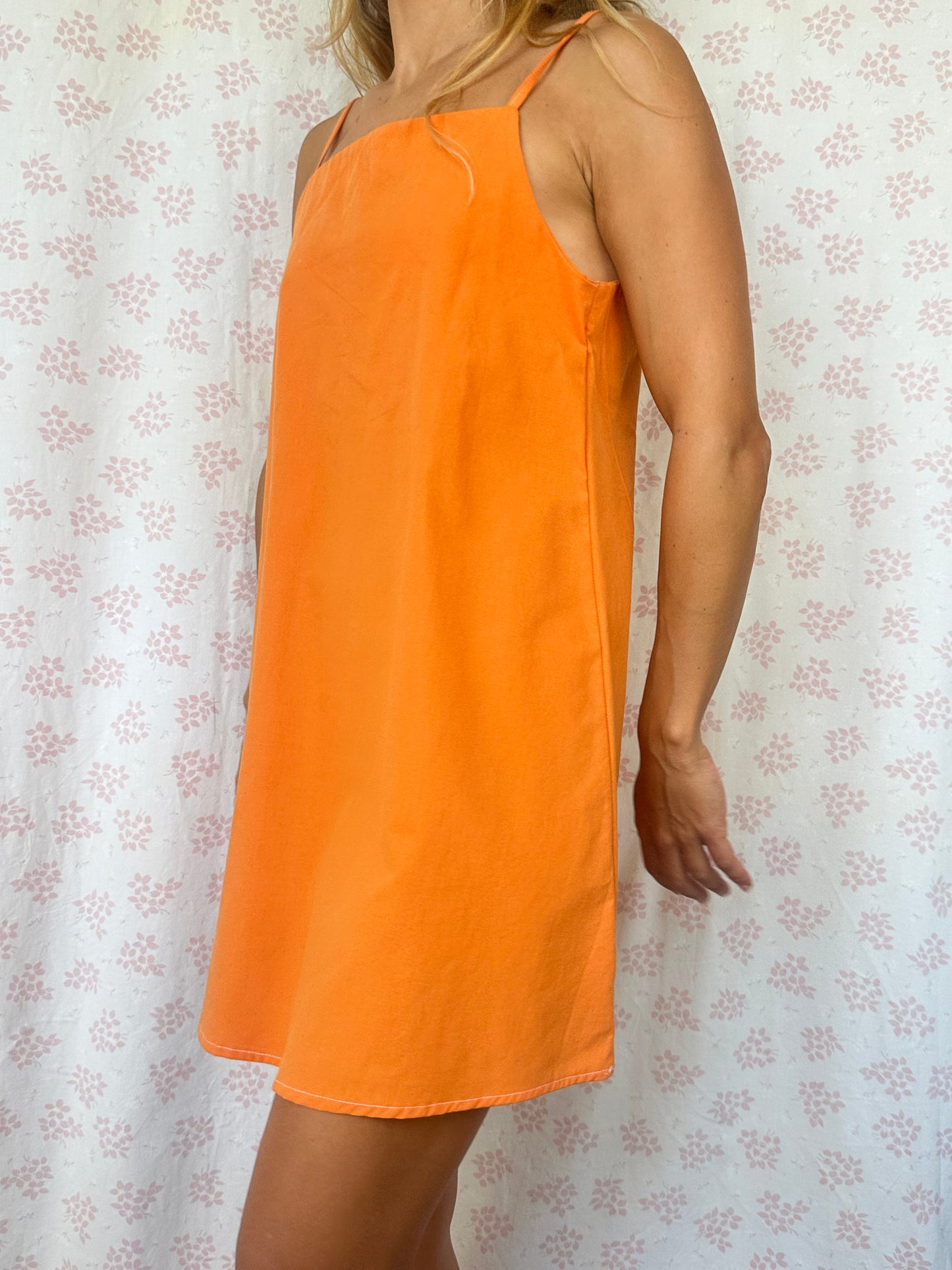 Robe Bretelle Uni Orange