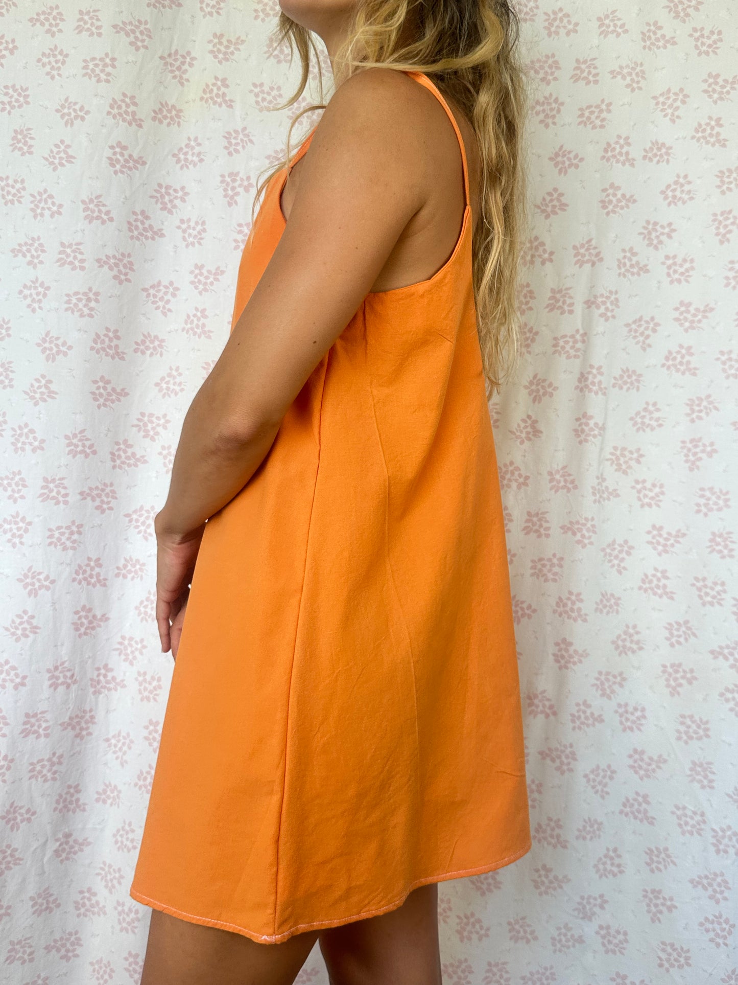 Robe Bretelle Uni Orange