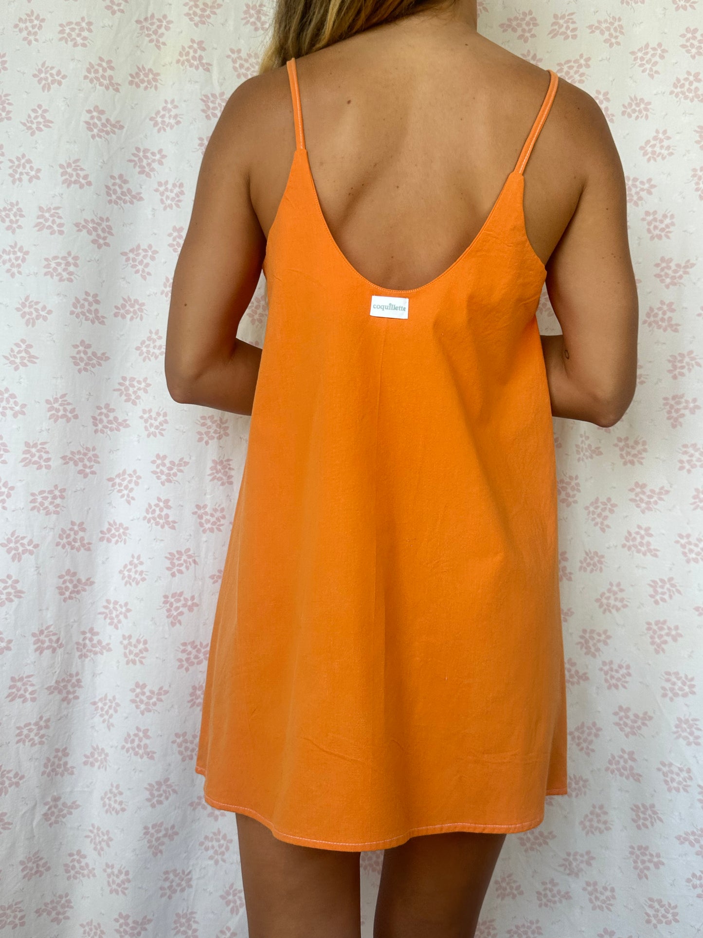 Robe Bretelle Uni Orange