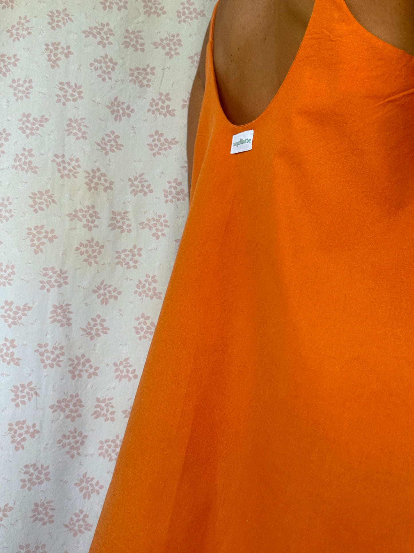 Robe Bretelle Uni Orange