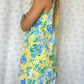 Robe Col Jaune Fleurs Bleu