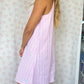 Robe Col Rayé Rose