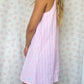 Robe Col Rayé Rose