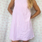 Robe Col Rayé Rose