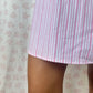 Robe Col Rayé Rose