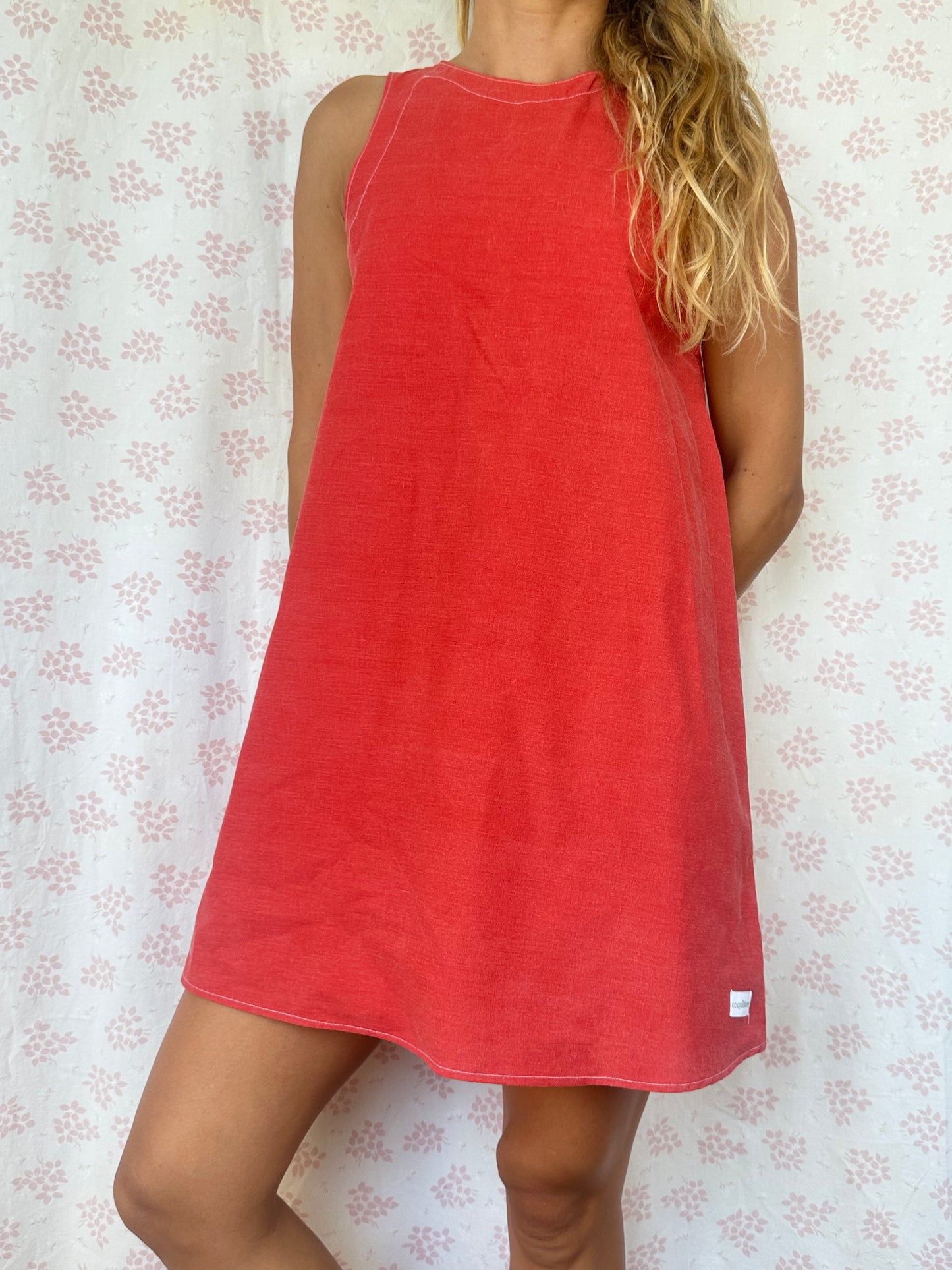 Robe Col Uni Rouge