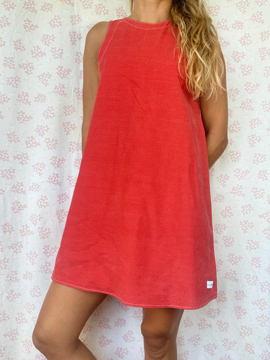 Robe Col Uni Rouge