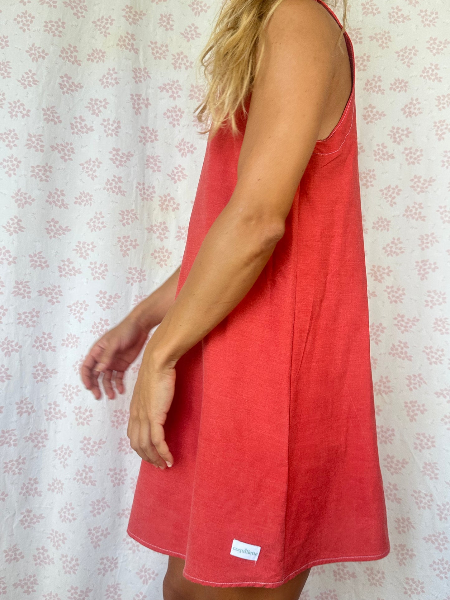 Robe Col Uni Rouge