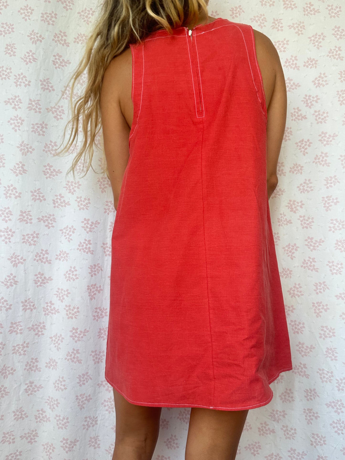 Robe Col Uni Rouge