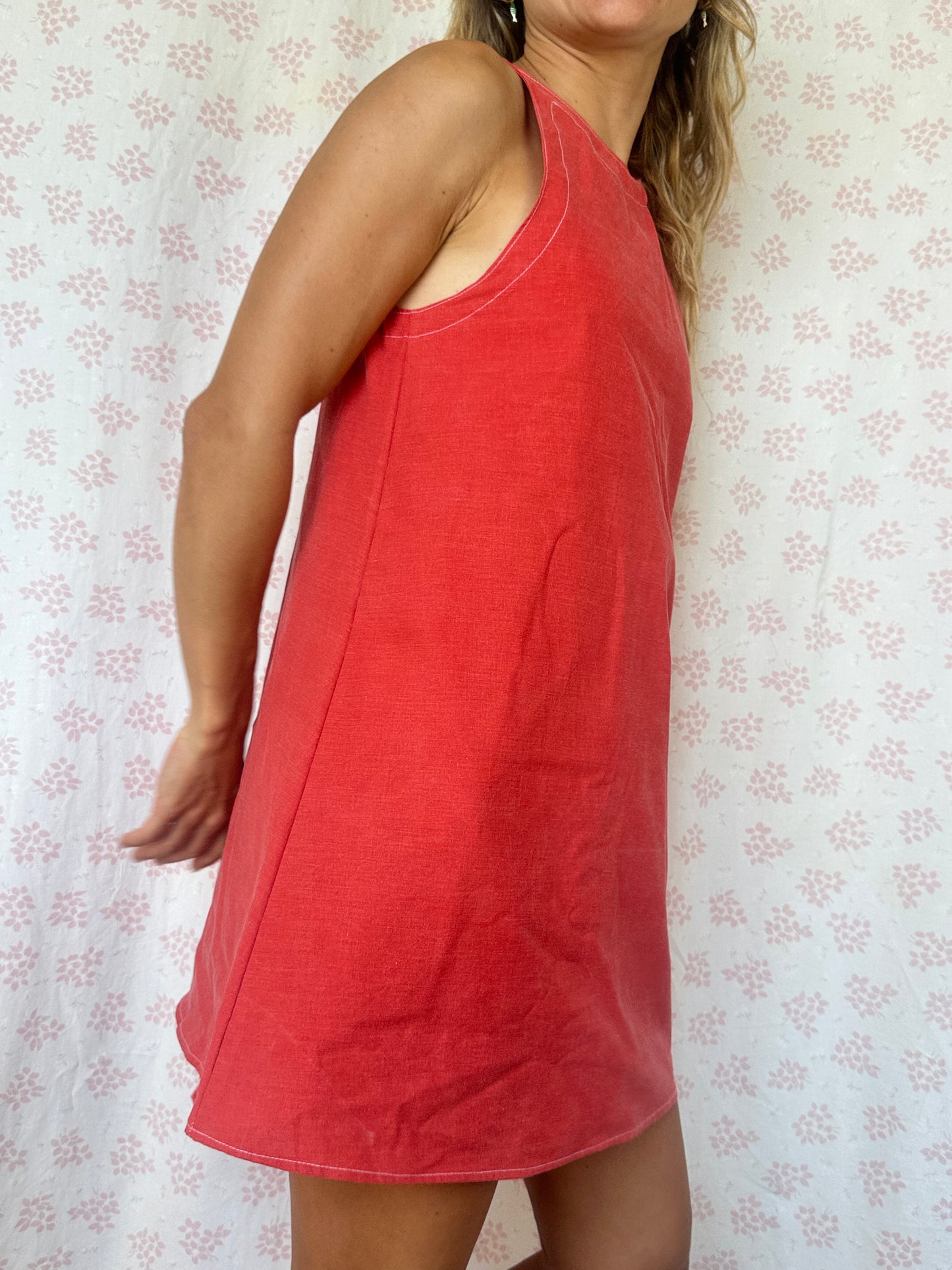 Robe Col Uni Rouge