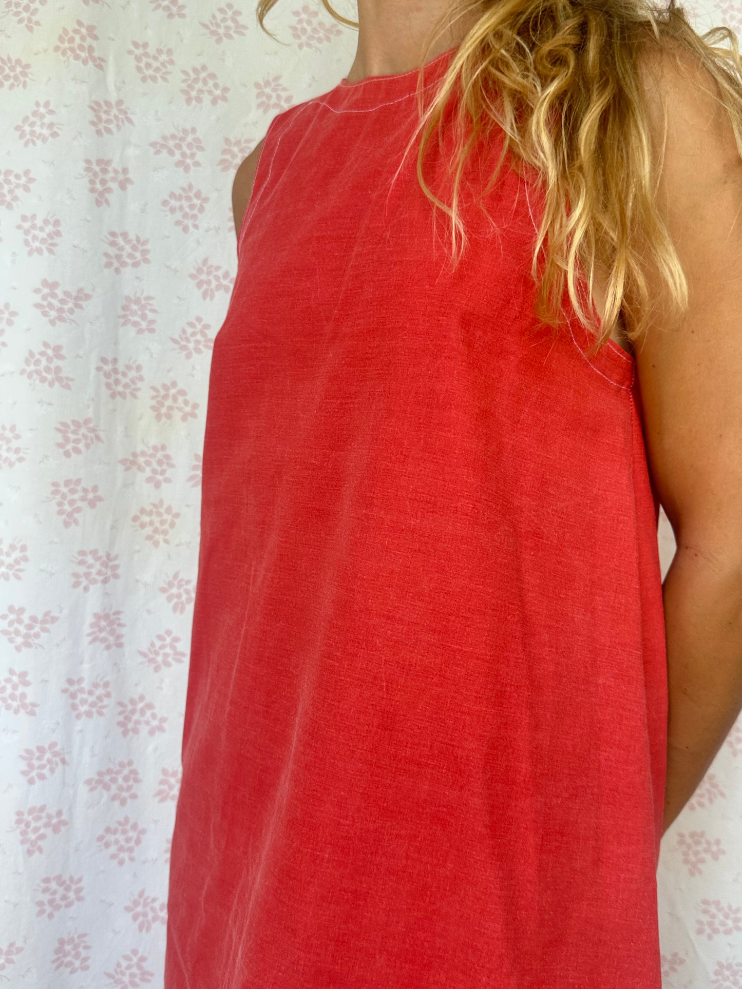 Robe Col Uni Rouge