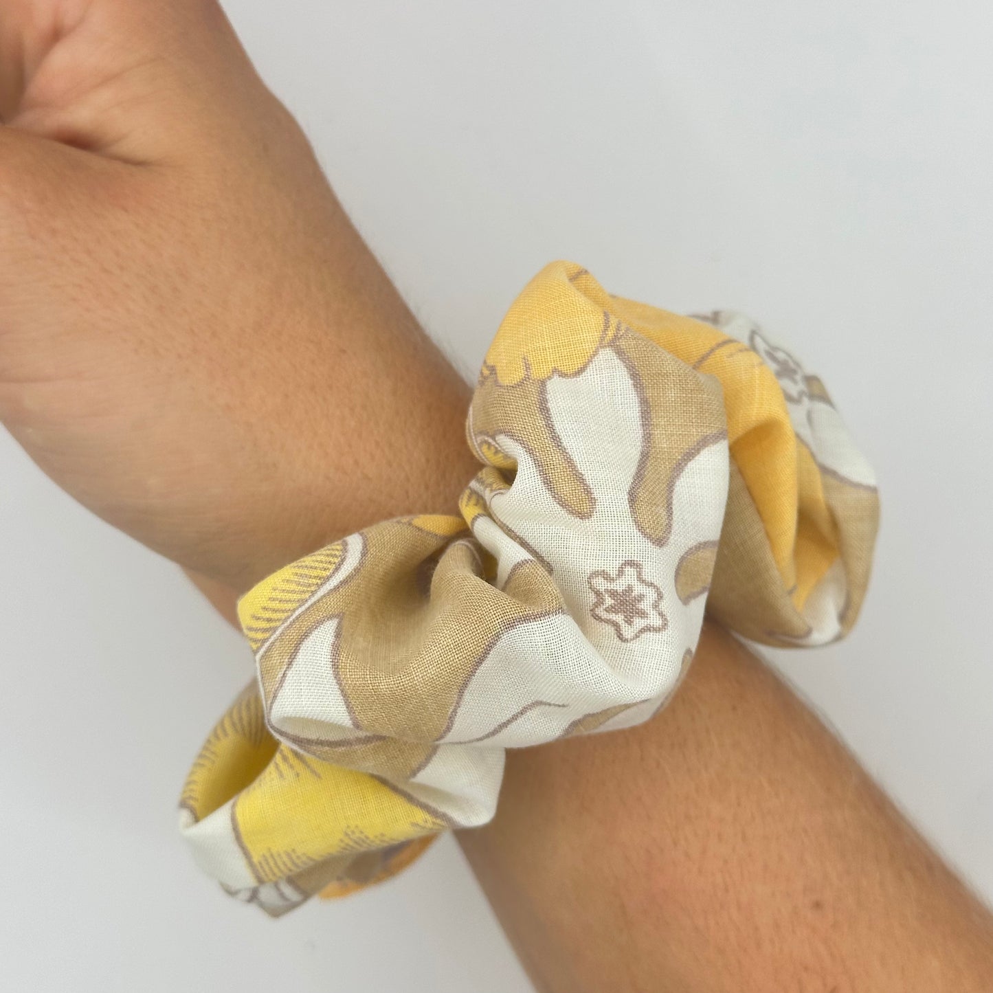 Chouchou Beige Fleurs