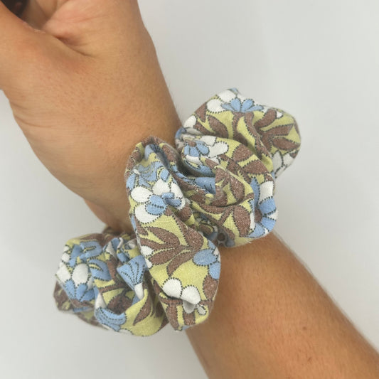 Chouchou Fleurs Bleu Marron