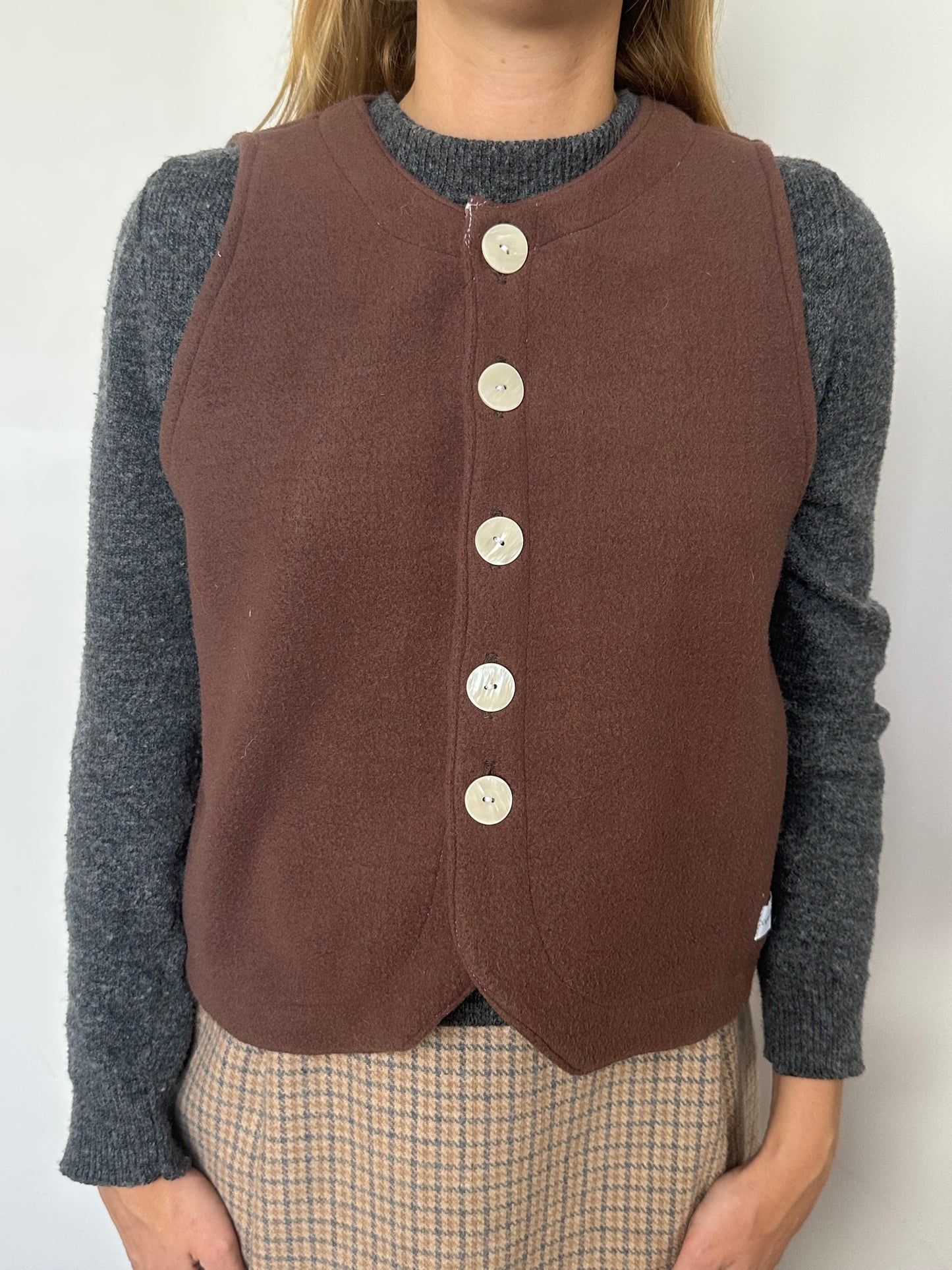 Gilet Bouton Marron T34