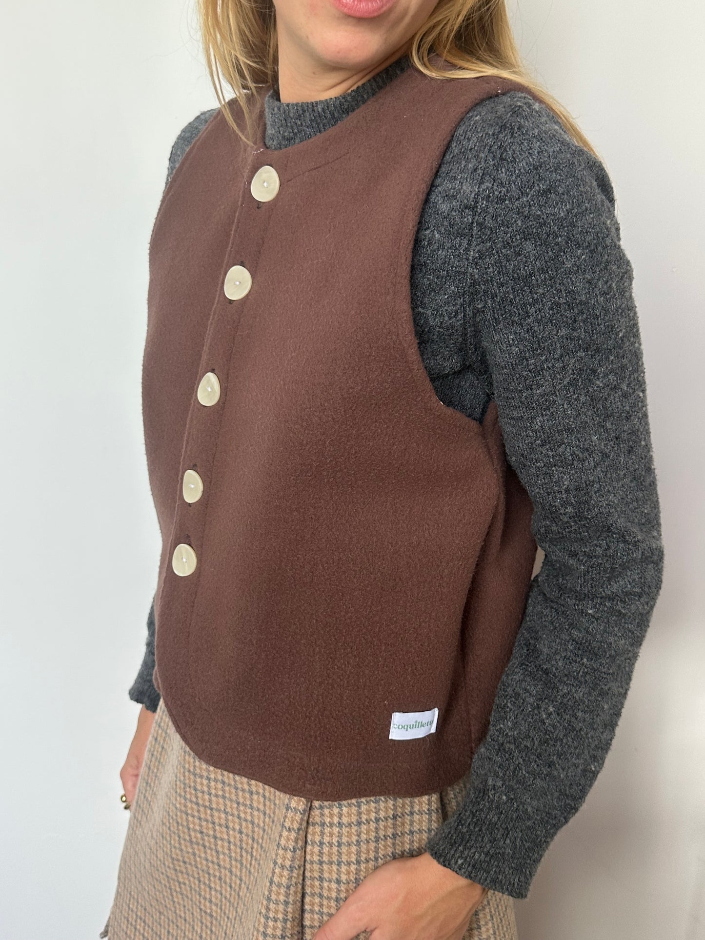 Gilet Bouton Marron T34