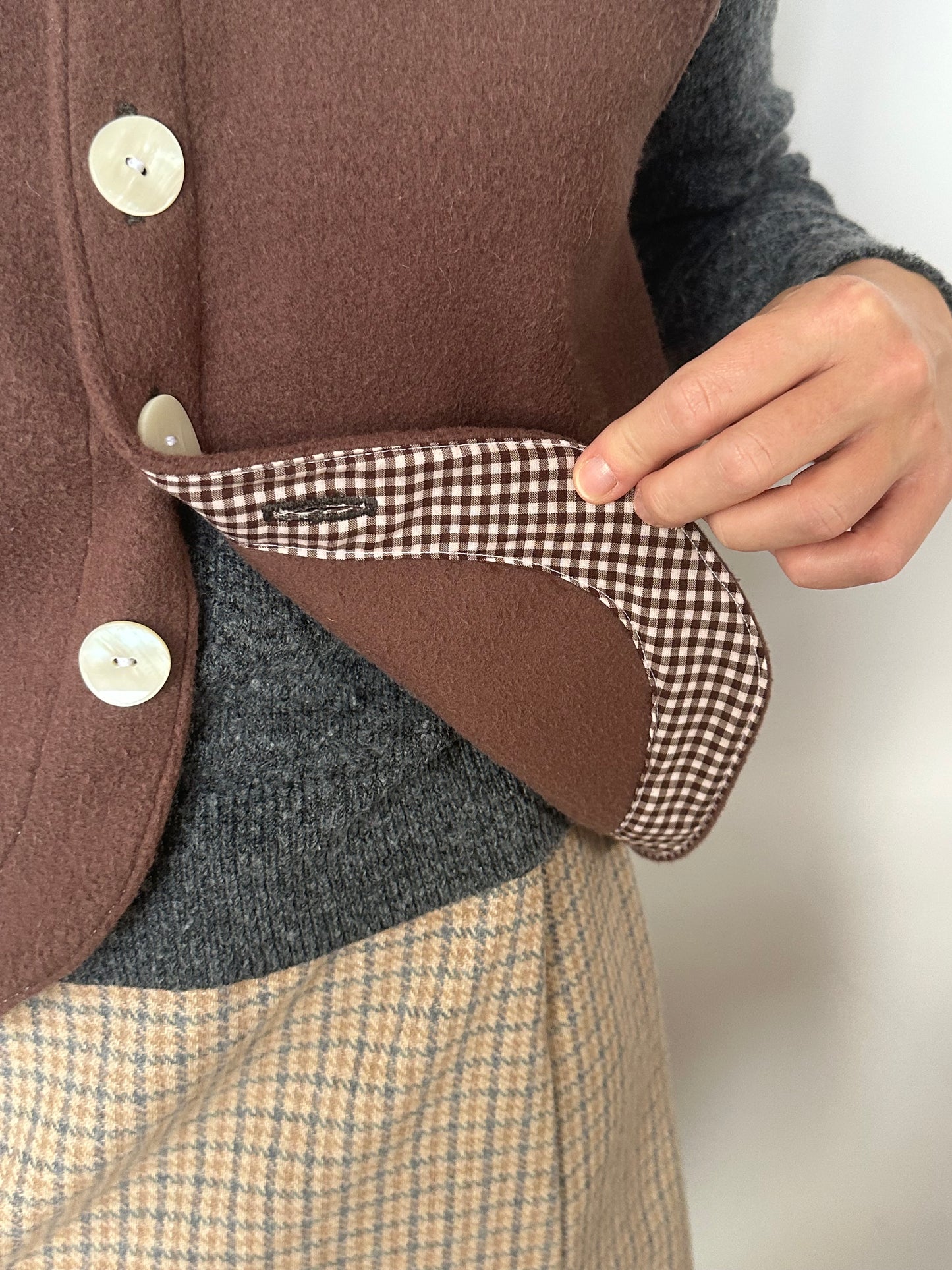 Gilet Bouton Marron T34