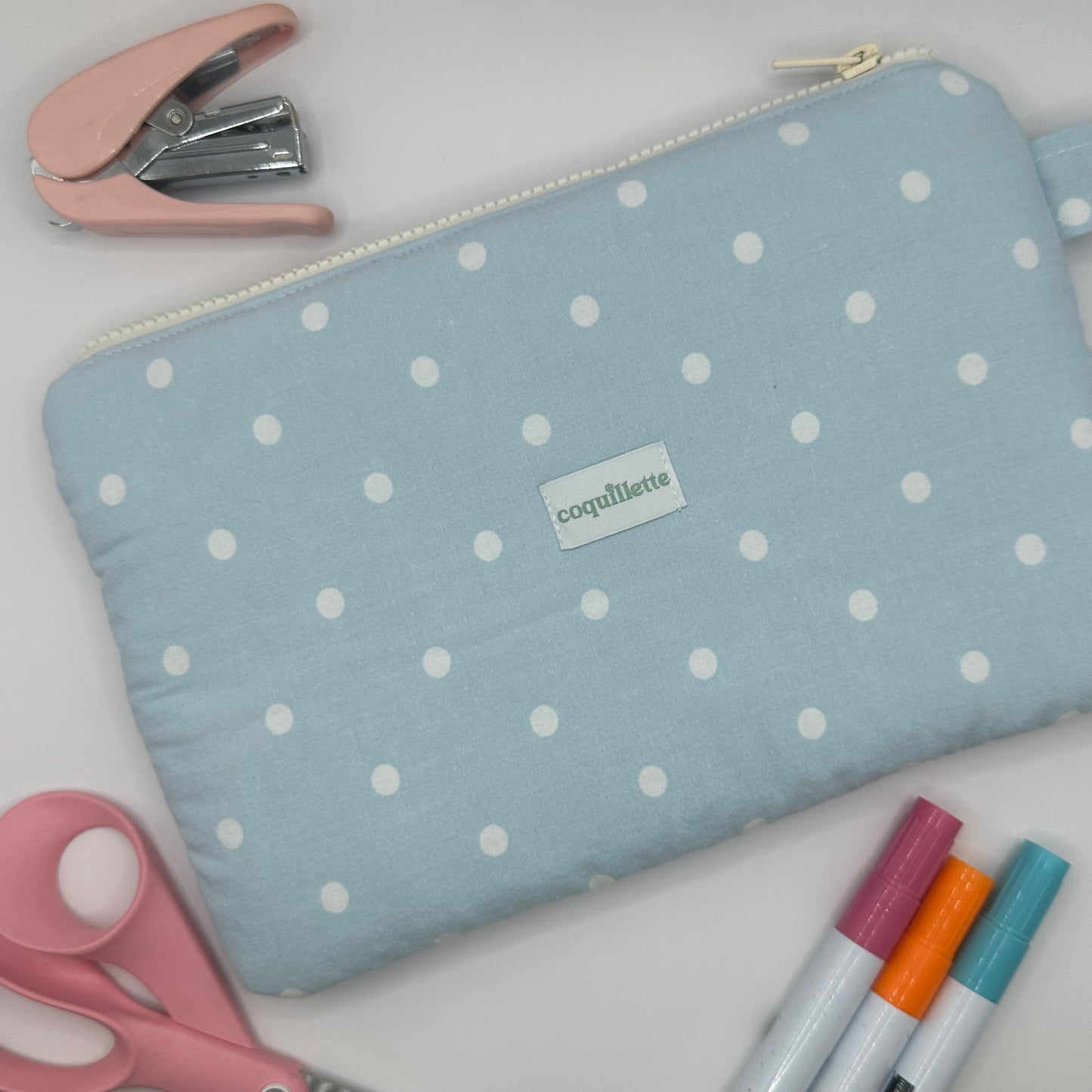 Grande Pochette Bleu Pois