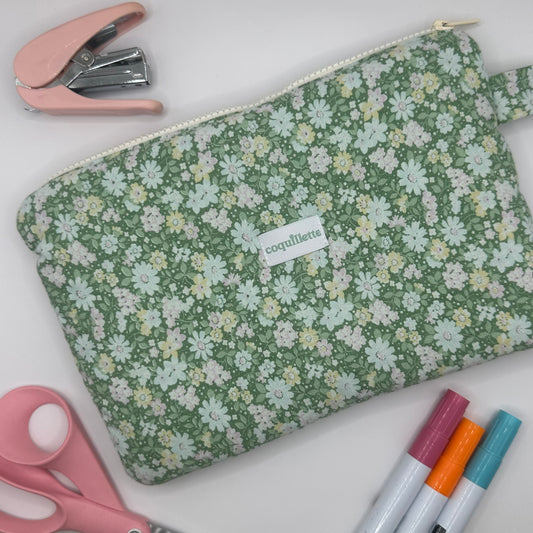 Grande Pochette Fleurs Verte