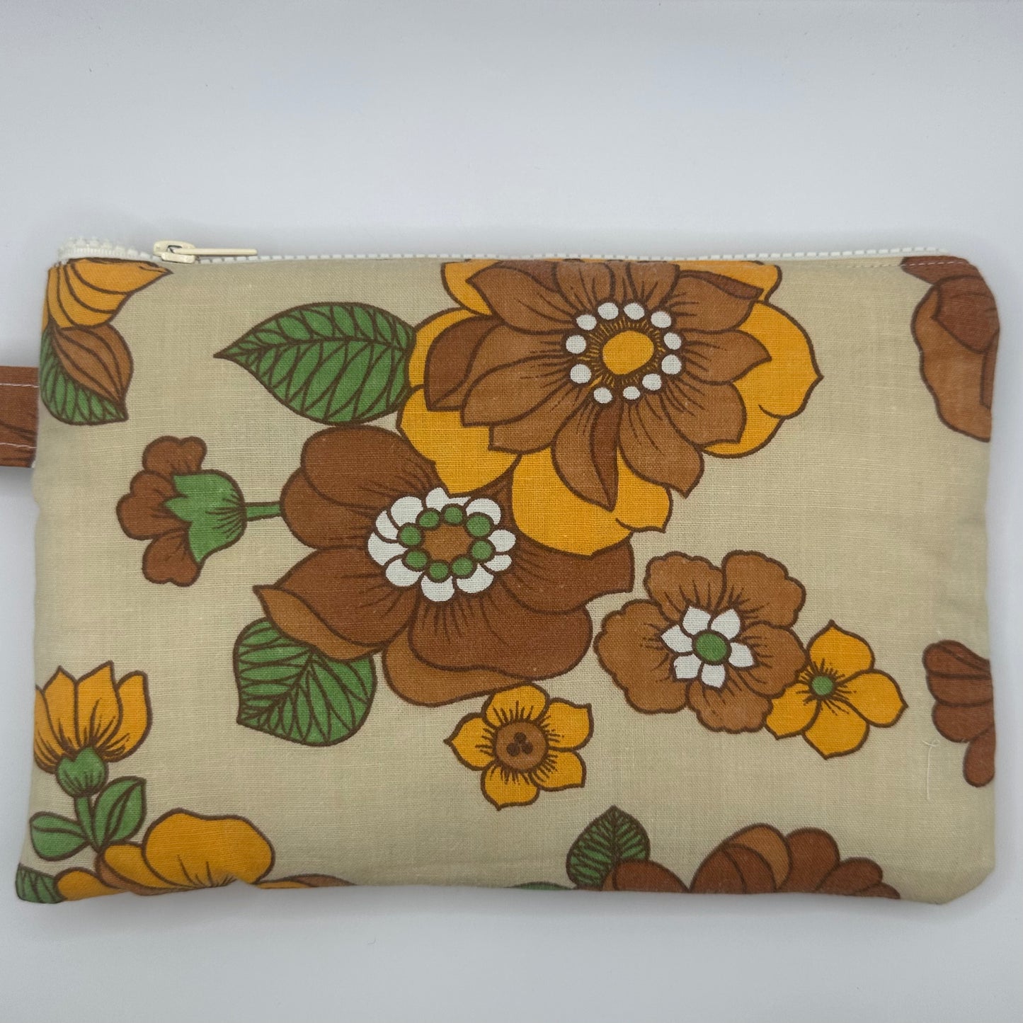 Grande Pochette Fleurs Marron