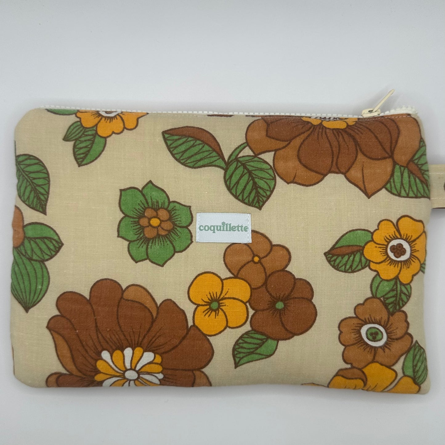 Grande Pochette Fleurs Marron