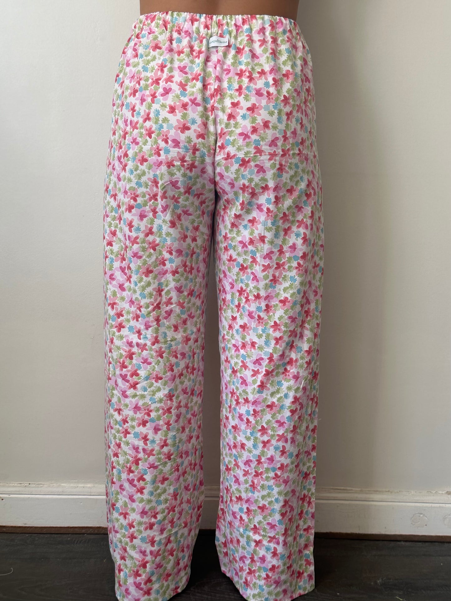 Pantalon Fleurs Rose Vert