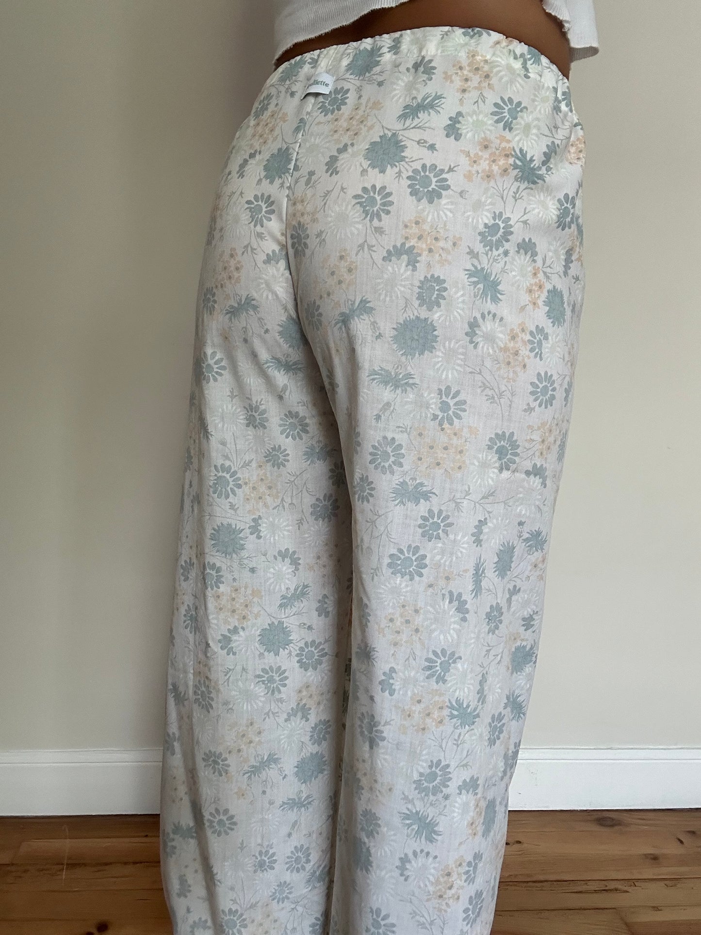 Pantalon Fleurs Gris et Orange