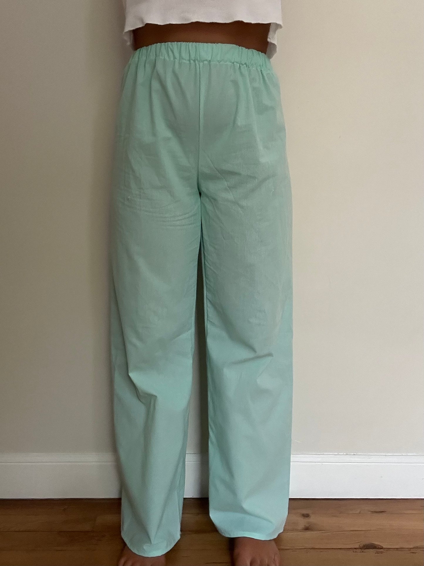 Pantalon Uni Bleu Turquoise