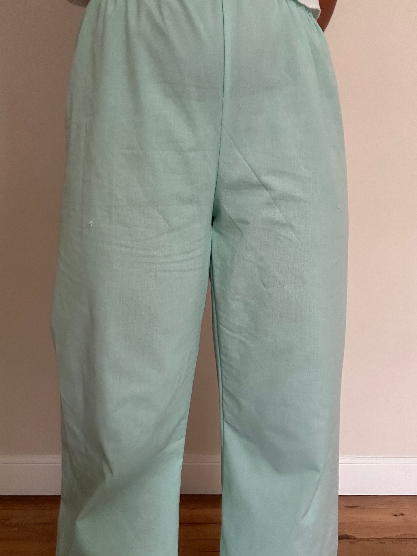 Pantalon Uni Bleu Turquoise