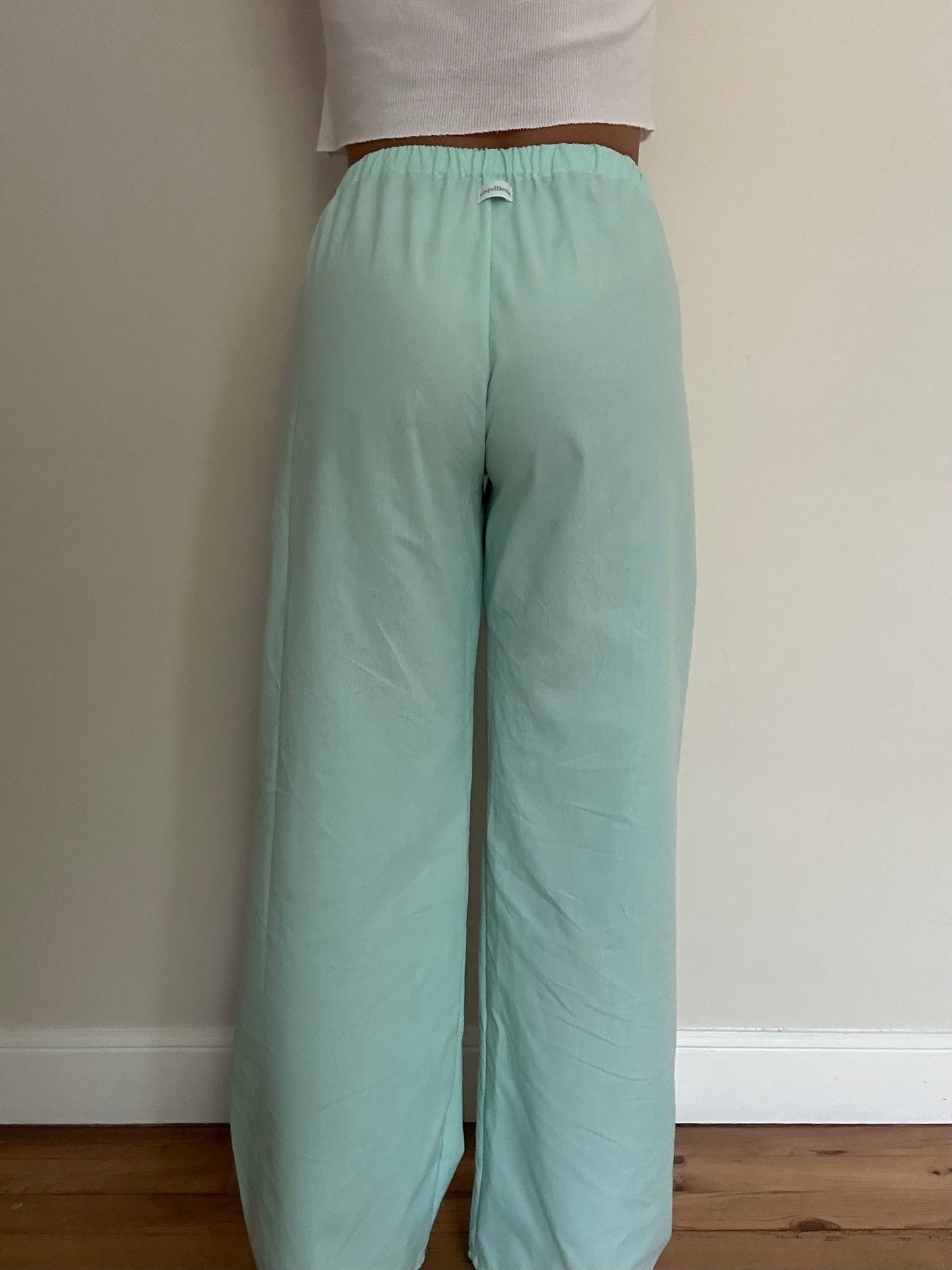 Pantalon Uni Bleu Turquoise