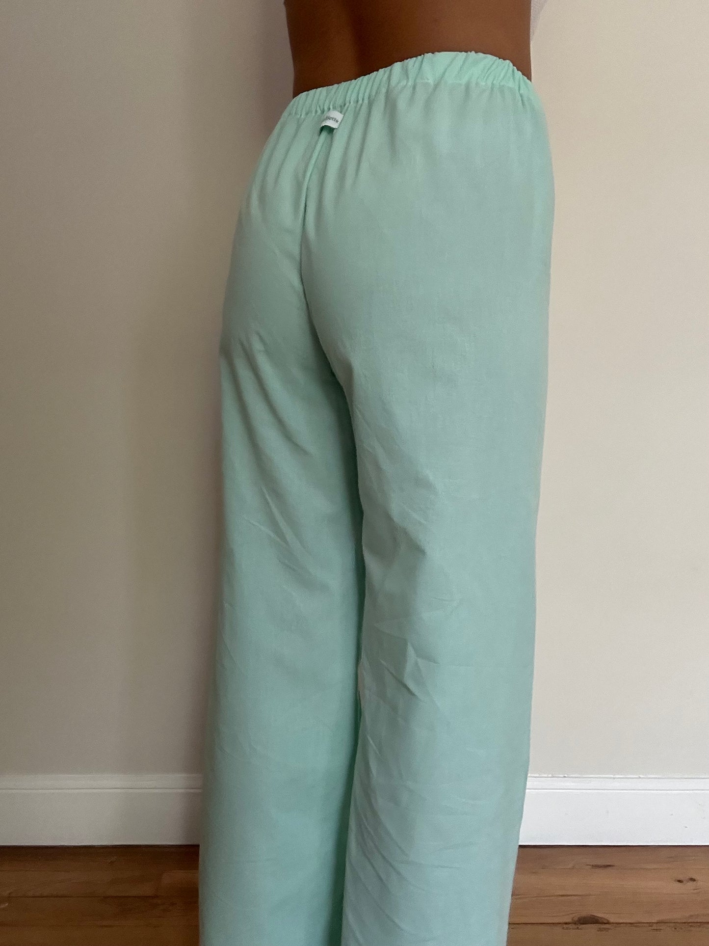 Pantalon Uni Bleu Turquoise