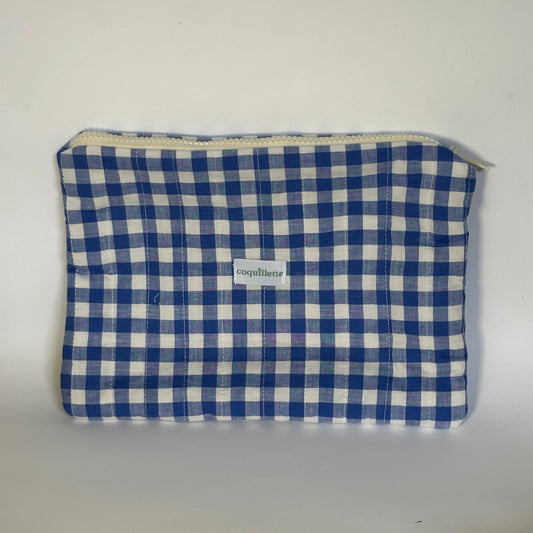 Pochette Matelassée Vichy Bleu