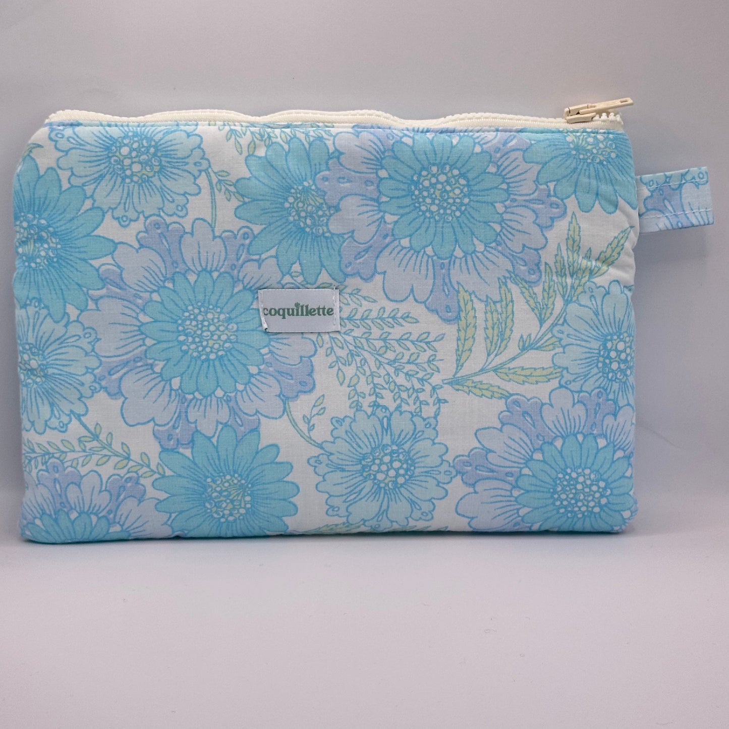 Grande Pochette Fleurs Bleu