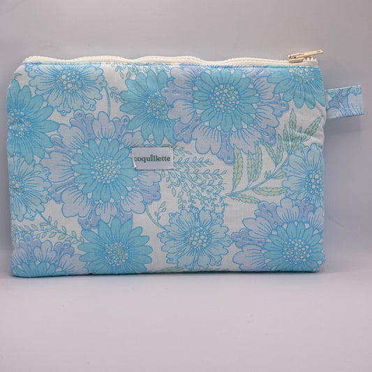 Grande Pochette Fleurs Bleu