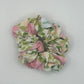 Chouchou Fleurs Vert Rose