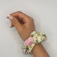 Chouchou Fleurs Vert Rose