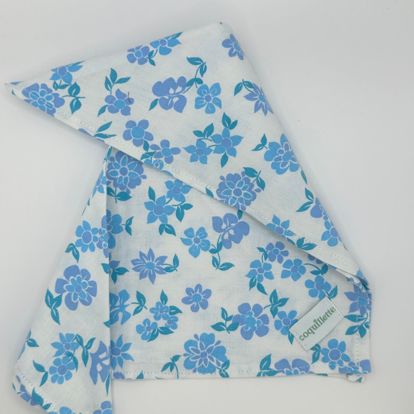 Petit Foulard Fleurs Bleu