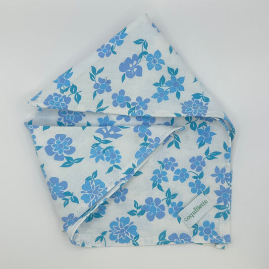 Petit Foulard Fleurs Bleu