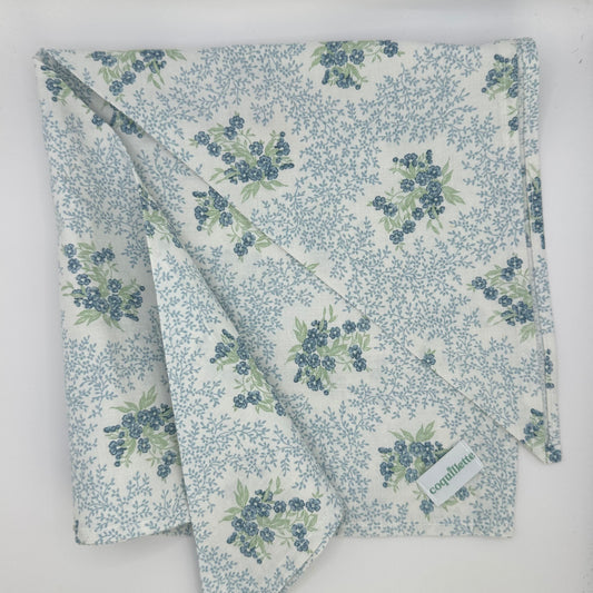 Grand Foulard Fleurs Bleu