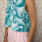 Haut Bouton Turquoise