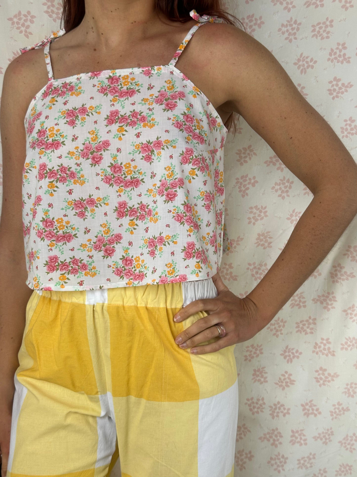 Top Fleurs Rose et Orange