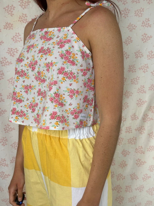 Top Fleurs Rose et Orange