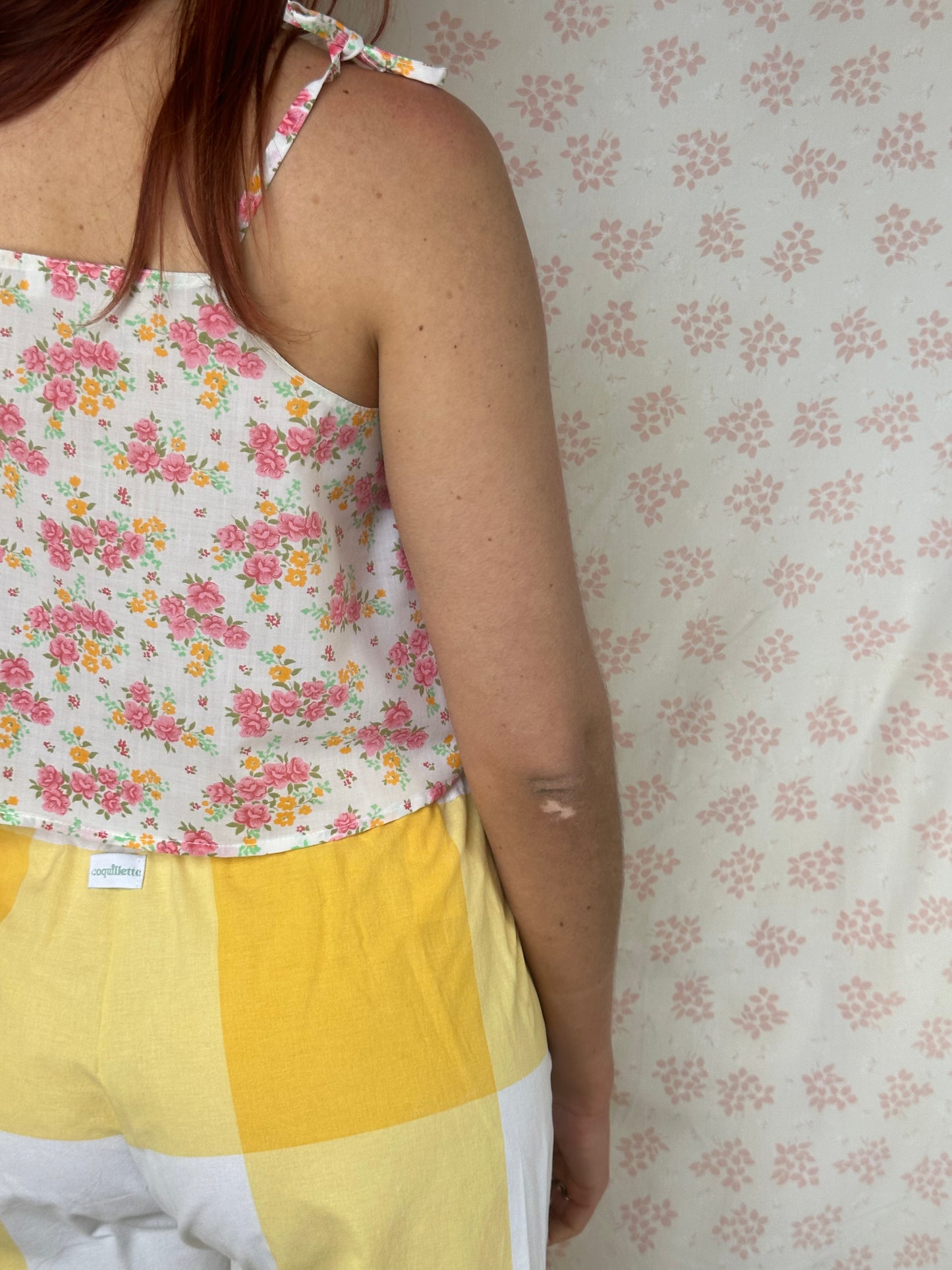 Top Fleurs Rose et Orange