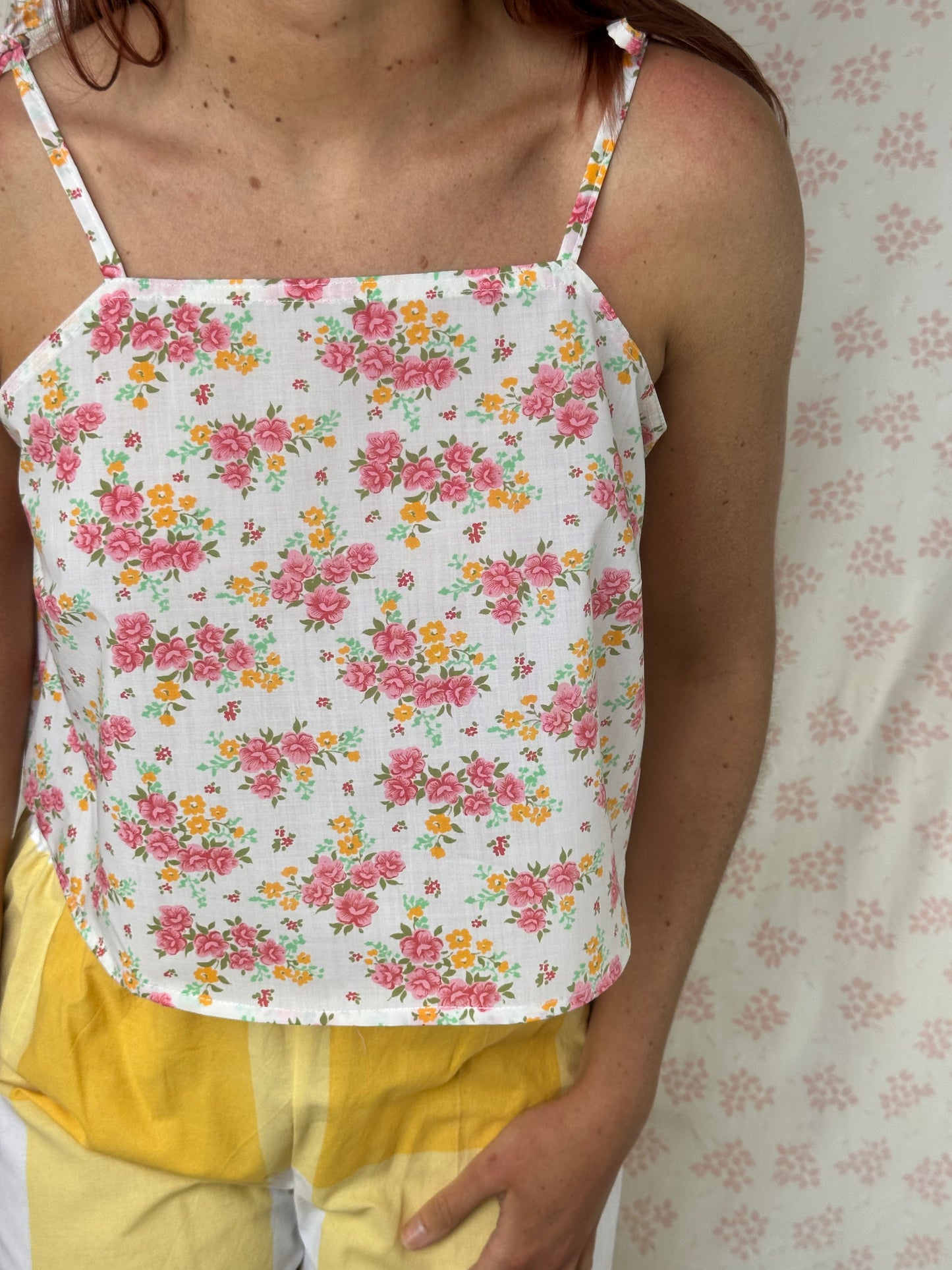 Top Fleurs Rose et Orange