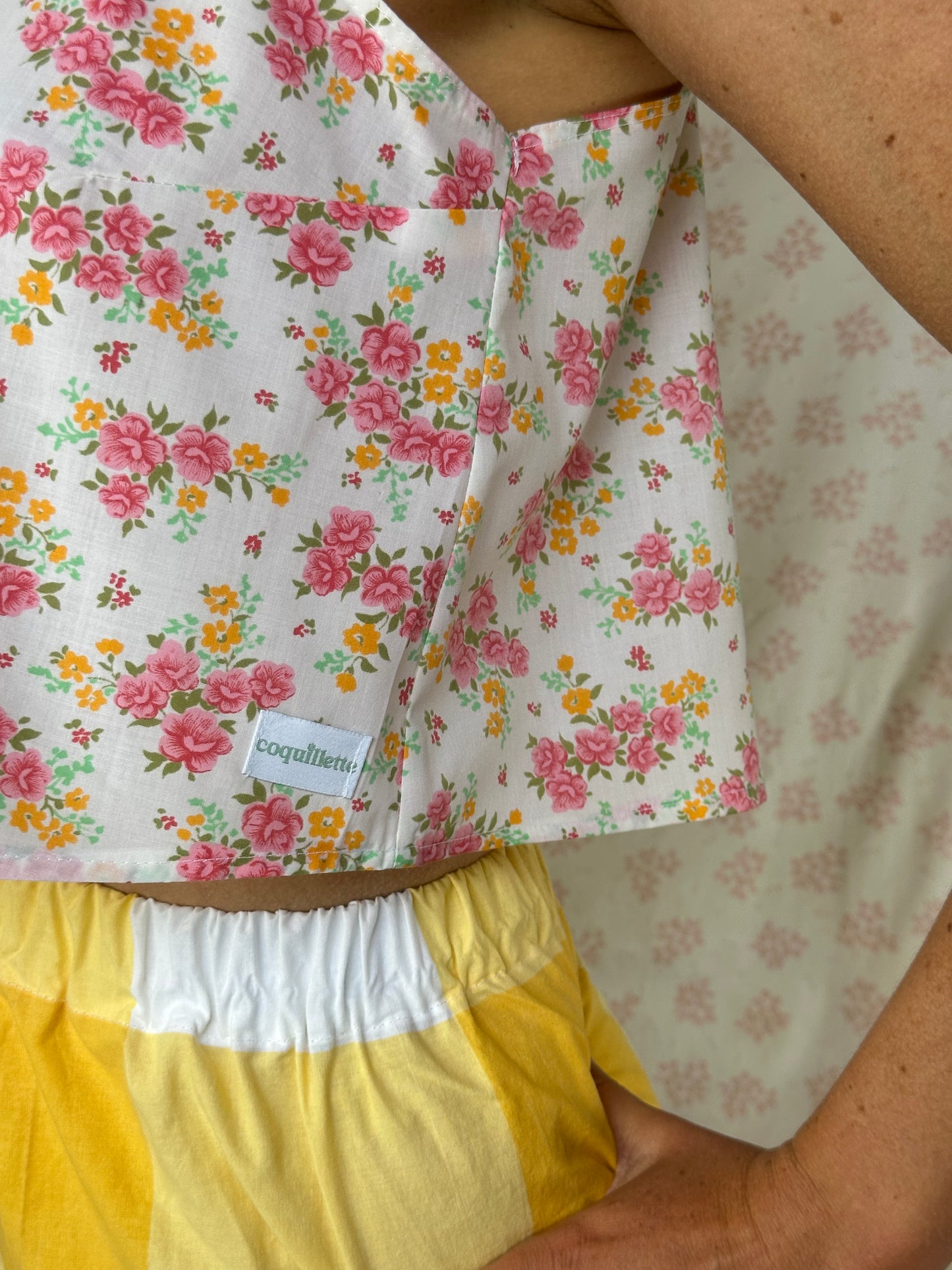 Top Fleurs Rose et Orange