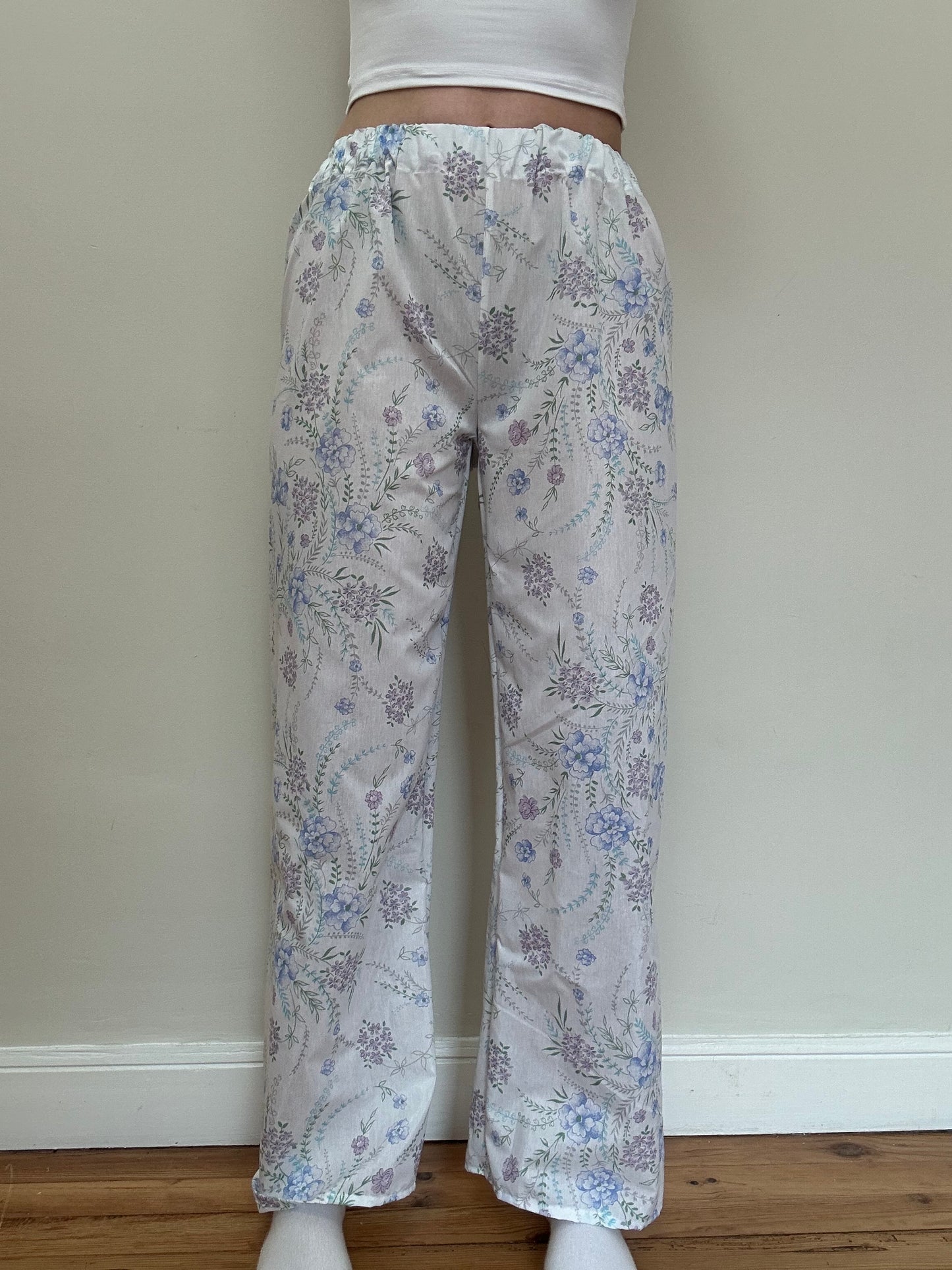 Pantalon Fleurs Bleu Lila