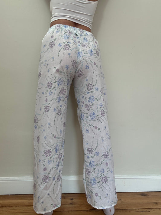 Pantalon Fleurs Bleu Lila