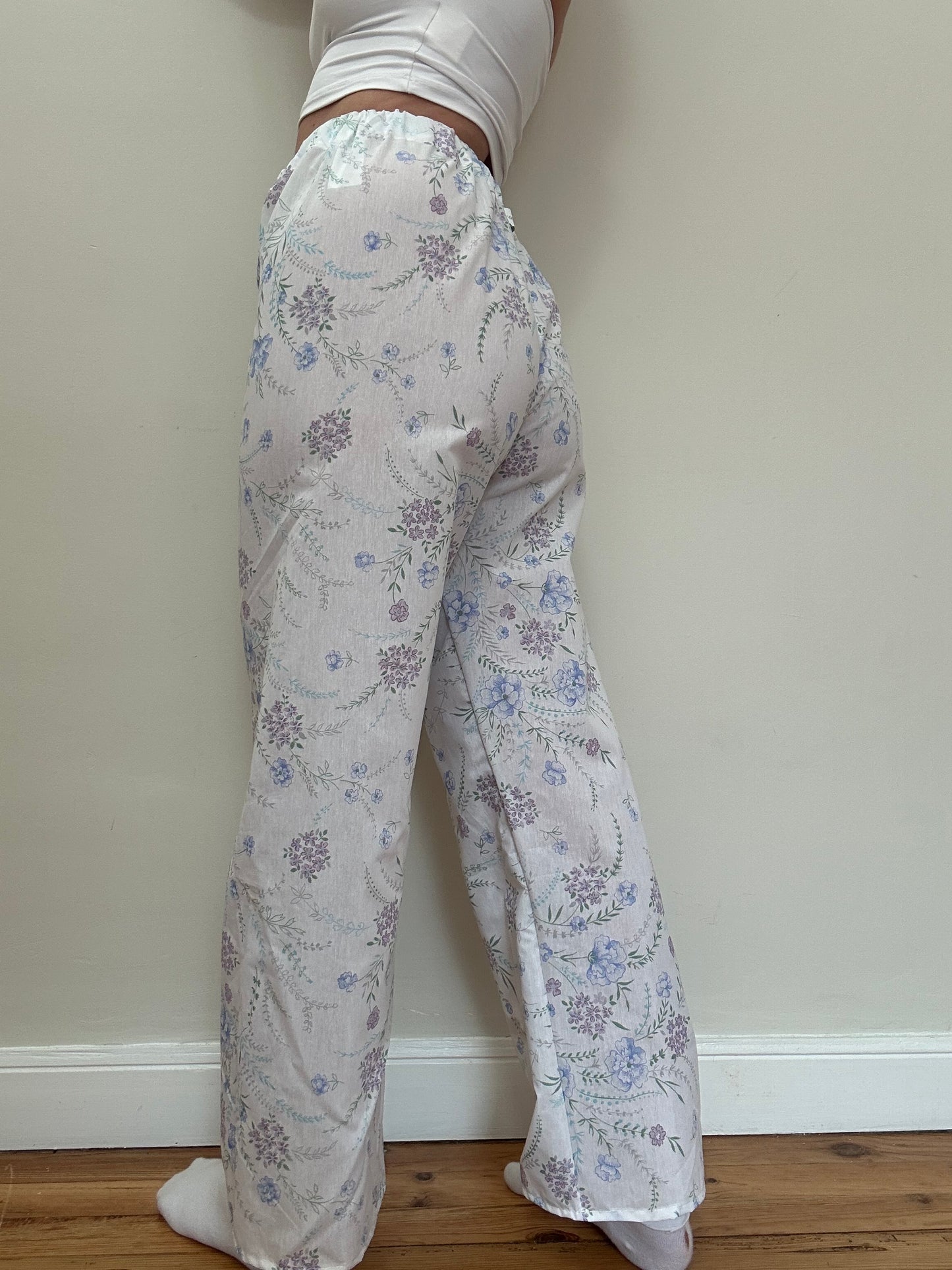 Pantalon Fleurs Bleu Lila