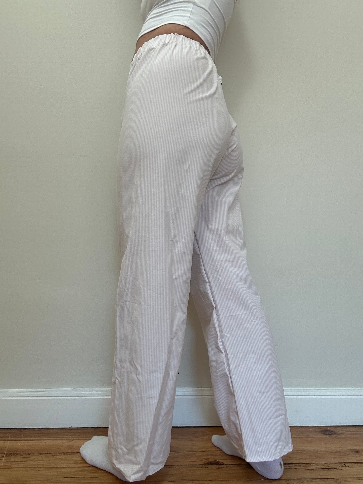 Pantalon Rayé Rose