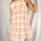 Robe Bretelle Carreaux Orange